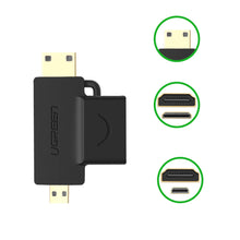 Заредете изображение във визуализатора на галерията – Ugreen adapter HDMI Type A (female) to mini HDMI (male) / micro HDMI (male) black (20144) - TopMag
