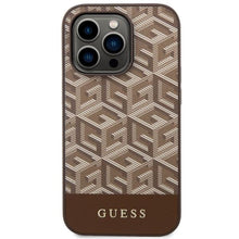 Заредете изображение във визуализатора на галерията – Guess GUHMP14LHGCFSEW iPhone 14 Pro 6.1" brown/brown hard case GCube Stripes MagSafe
