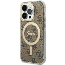 Заредете изображение във визуализатора на галерията – Original Case GUESS hardcase 4G MagSafe GUHMP14LH4STW for Iphone 14 Pro brown
