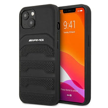 Заредете изображение във визуализатора на галерията – AMG AMHCP13SGSEBK iPhone 13 mini 5,4" czarny/black hardcase Leather Debossed Lines - TopMag
