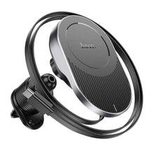 Заредете изображение във визуализатора на галерията – HOCO car holder to air vent with wilress charging support MagSafe HW12 black
