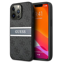 Заредете изображение във визуализатора на галерията – Guess GUHCP13L4GDGR iPhone 13 Pro / 13 6,1" szary/grey hardcase 4G Stripe - TopMag
