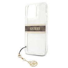Заредете изображение във визуализатора на галерията – Guess GUHCP13LKB4GBR iPhone 13 Pro / 13 6,1" Transparent hardcase 4G Brown Strap Charm - TopMag

