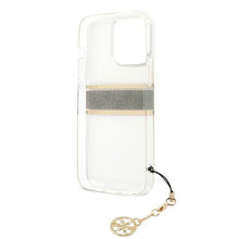 Заредете изображение във визуализатора на галерията – Guess GUHCP13LKB4GBR iPhone 13 Pro / 13 6,1" Transparent hardcase 4G Brown Strap Charm - TopMag
