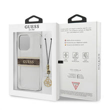 Заредете изображение във визуализатора на галерията – Guess GUHCP13LKB4GBR iPhone 13 Pro / 13 6,1" Transparent hardcase 4G Brown Strap Charm - TopMag
