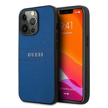 Заредете изображение във визуализатора на галерията – Guess GUHCP13LPSASBBL iPhone 13 Pro / 13 6,1" niebieski/blue Saffiano Strap - TopMag
