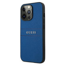 Заредете изображение във визуализатора на галерията – Guess GUHCP13LPSASBBL iPhone 13 Pro / 13 6,1" niebieski/blue Saffiano Strap - TopMag
