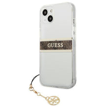 Заредете изображение във визуализатора на галерията – Guess GUHCP13SKB4GBR iPhone 13 mini 5,4" Transparent hardcase 4G Brown Strap Charm - TopMag
