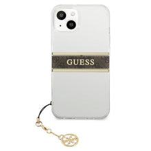 Заредете изображение във визуализатора на галерията – Guess GUHCP13SKB4GBR iPhone 13 mini 5,4" Transparent hardcase 4G Brown Strap Charm - TopMag
