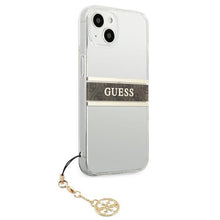 Заредете изображение във визуализатора на галерията – Guess GUHCP13SKB4GBR iPhone 13 mini 5,4" Transparent hardcase 4G Brown Strap Charm - TopMag
