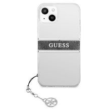 Заредете изображение във визуализатора на галерията – Guess GUHCP13SKB4GGR iPhone 13 mini 5,4" Transparent hardcase 4G Grey Strap Charm - TopMag

