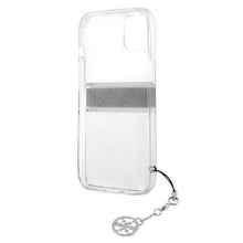 Заредете изображение във визуализатора на галерията – Guess GUHCP13SKB4GGR iPhone 13 mini 5,4" Transparent hardcase 4G Grey Strap Charm - TopMag
