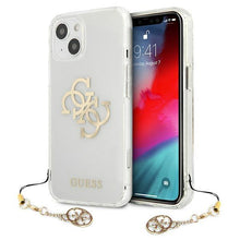 Заредете изображение във визуализатора на галерията – Guess GUHCP13SKS4GGO iPhone 13 mini 5,4" Transparent hardcase 4G Gold Charms Collection - TopMag
