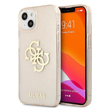 Заредете изображение във визуализатора на галерията – Guess GUHCP13SPCUGL4GGO iPhone 13 mini 5,4" złoty/gold hard case Glitter 4G Big Logo - TopMag
