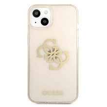 Заредете изображение във визуализатора на галерията – Guess GUHCP13SPCUGL4GGO iPhone 13 mini 5,4" złoty/gold hard case Glitter 4G Big Logo - TopMag
