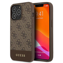 Заредете изображение във визуализатора на галерията – Guess GUHCP13LG4GLBR iPhone 13 Pro / 13 6,1" brązowy/brown hard case 4G Stripe Collection
