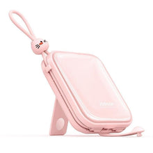 Заредете изображение във визуализатора на галерията – Joyroom power bank with USB C and Lightning cables and stand Cutie Series 10000mAh 22.5W pink (JR-L008)
