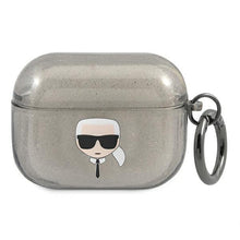 Заредете изображение във визуализатора на галерията – Karl Lagerfeld KLAPUKHGK AirPods Pro cover czarny/black Glitter Karl`s Head - TopMag
