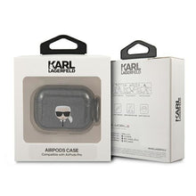 Заредете изображение във визуализатора на галерията – Karl Lagerfeld KLAPUKHGK AirPods Pro cover czarny/black Glitter Karl`s Head - TopMag
