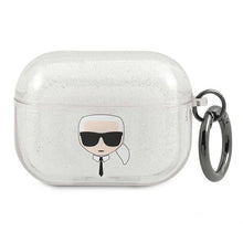 Заредете изображение във визуализатора на галерията – Karl Lagerfeld KLAPUKHGS AirPods Pro cover srebrny/silver Glitter Karl`s Head - TopMag
