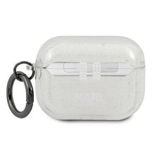 Заредете изображение във визуализатора на галерията – Karl Lagerfeld KLAPUKHGS AirPods Pro cover srebrny/silver Glitter Karl`s Head - TopMag
