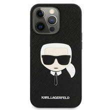 Заредете изображение във визуализатора на галерията – Karl Lagerfeld KLHCP13LSAKHBK iPhone 13 Pro / 13 6,1" czarny/black hardcase Saffiano Ikonik Karl`s Head - TopMag
