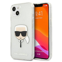 Заредете изображение във визуализатора на галерията – Karl Lagerfeld KLHCP13SKHTUGLS iPhone 13 mini 5,4" srebrny/silver hardcase Glitter Karl`s Head - TopMag
