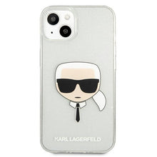 Заредете изображение във визуализатора на галерията – Karl Lagerfeld KLHCP13SKHTUGLS iPhone 13 mini 5,4" srebrny/silver hardcase Glitter Karl`s Head - TopMag

