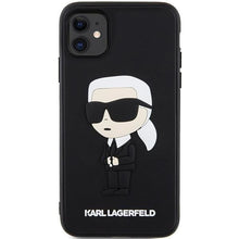 Заредете изображение във визуализатора на галерията – Karl Lagerfeld KLHCN613DRKINK iPhone 11 / Xr 6.1" black/black hardcase Rubber Ikonik 3D
