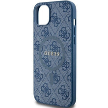Заредете изображение във визуализатора на галерията – Original faceplate case GUESS GUHMP15MG4GFRB for iPhone 15 Plus (Magsafe / 4G Ring classic logo / blue)
