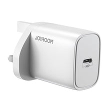 Заредете изображение във визуализатора на галерията – Joyroom Fast USB Type C PD Charger 20W UK Plug White (L-P201) - TopMag
