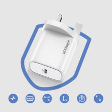 Заредете изображение във визуализатора на галерията – Joyroom Fast USB Type C PD Charger 20W UK Plug White (L-P201) - TopMag
