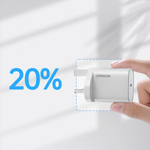 Заредете изображение във визуализатора на галерията – Joyroom Fast USB Type C PD Charger 20W UK Plug White (L-P201) - TopMag
