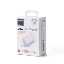 Заредете изображение във визуализатора на галерията – Joyroom Fast USB Type C PD Charger 20W UK Plug White (L-P201) - TopMag
