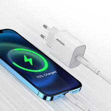 Заредете изображение във визуализатора на галерията – Joyroom Fast USB Type C PD Charger 20W EU Plug White (L-P201) - TopMag
