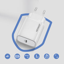 Заредете изображение във визуализатора на галерията – Joyroom Fast USB Type C PD Charger 20W EU Plug White (L-P201) - TopMag
