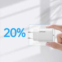 Заредете изображение във визуализатора на галерията – Joyroom Fast USB Type C PD Charger 20W EU Plug White (L-P201) - TopMag
