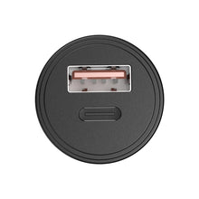 Заредете изображение във визуализатора на галерията – Choetech dual-port fast car charger PD USB Type C + QC3.0 USB-A 30W 5A black (TC0006) - TopMag
