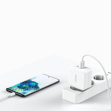 Заредете изображение във визуализатора на галерията – Choetech fast GaN wall charger USB Type C PD USB-A QC3.0 65W 3,25A white (PD8002) - TopMag
