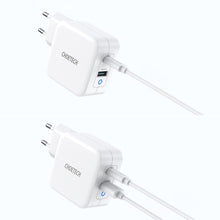 Заредете изображение във визуализатора на галерията – Choetech fast GaN wall charger USB Type C PD USB-A QC3.0 65W 3,25A white (PD8002) - TopMag
