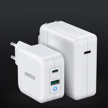 Заредете изображение във визуализатора на галерията – Choetech fast GaN wall charger USB Type C PD USB-A QC3.0 65W 3,25A white (PD8002) - TopMag

