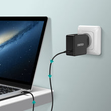 Заредете изображение във визуализатора на галерията – Choetech fast USB Type C wall charger PD 60W 3A black (Q4004-EU) - TopMag
