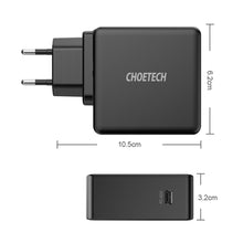 Заредете изображение във визуализатора на галерията – Choetech fast USB Type C wall charger PD 60W 3A black (Q4004-EU) - TopMag
