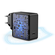 Заредете изображение във визуализатора на галерията – Choetech fast USB Type C wall charger PD 60W 3A black (Q4004-EU) - TopMag
