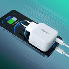 Заредете изображение във визуализатора на галерията – Choetech fast wall charger QC PD 38W 5A USB Type C + USB-A white (PD5002-EU) - TopMag
