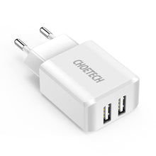 Заредете изображение във визуализатора на галерията – Choetech dual-port charger 2 x USB-A 10W 2A white (C0030) - TopMag
