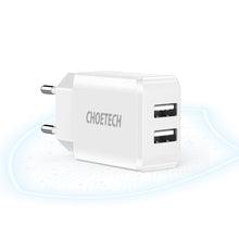 Заредете изображение във визуализатора на галерията – Choetech dual-port charger 2 x USB-A 10W 2A white (C0030) - TopMag
