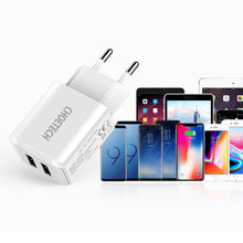 Заредете изображение във визуализатора на галерията – Choetech dual-port charger 2 x USB-A 10W 2A white (C0030) - TopMag
