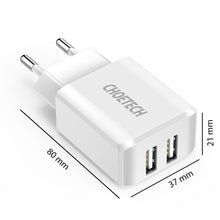 Заредете изображение във визуализатора на галерията – Choetech dual-port charger 2 x USB-A 10W 2A white (C0030) - TopMag
