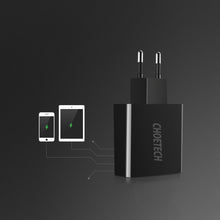 Заредете изображение във визуализатора на галерията – Choetech dual-port wall charger with digital display 11W 2 x USB-A EU plug black (C0028) - TopMag

